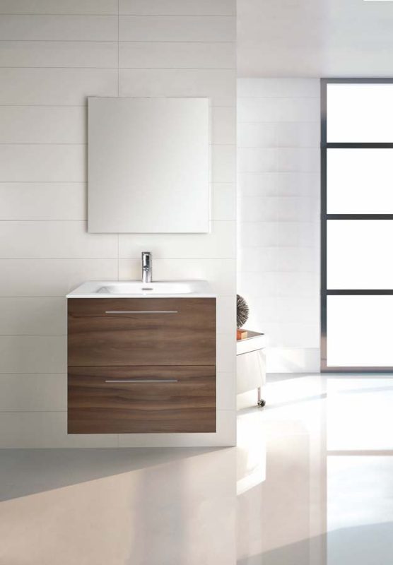 Mueble Easy con Lavamanos Orbis Color Nogal (Incluye Espejo)