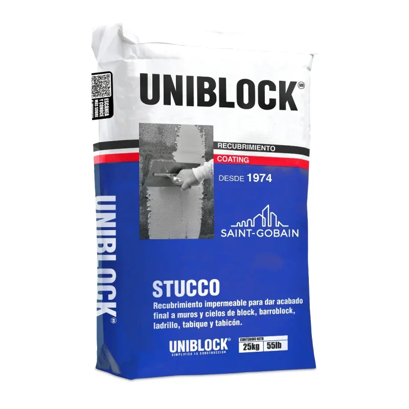Estuco Impermeable Uniblock Blanco 25 kg